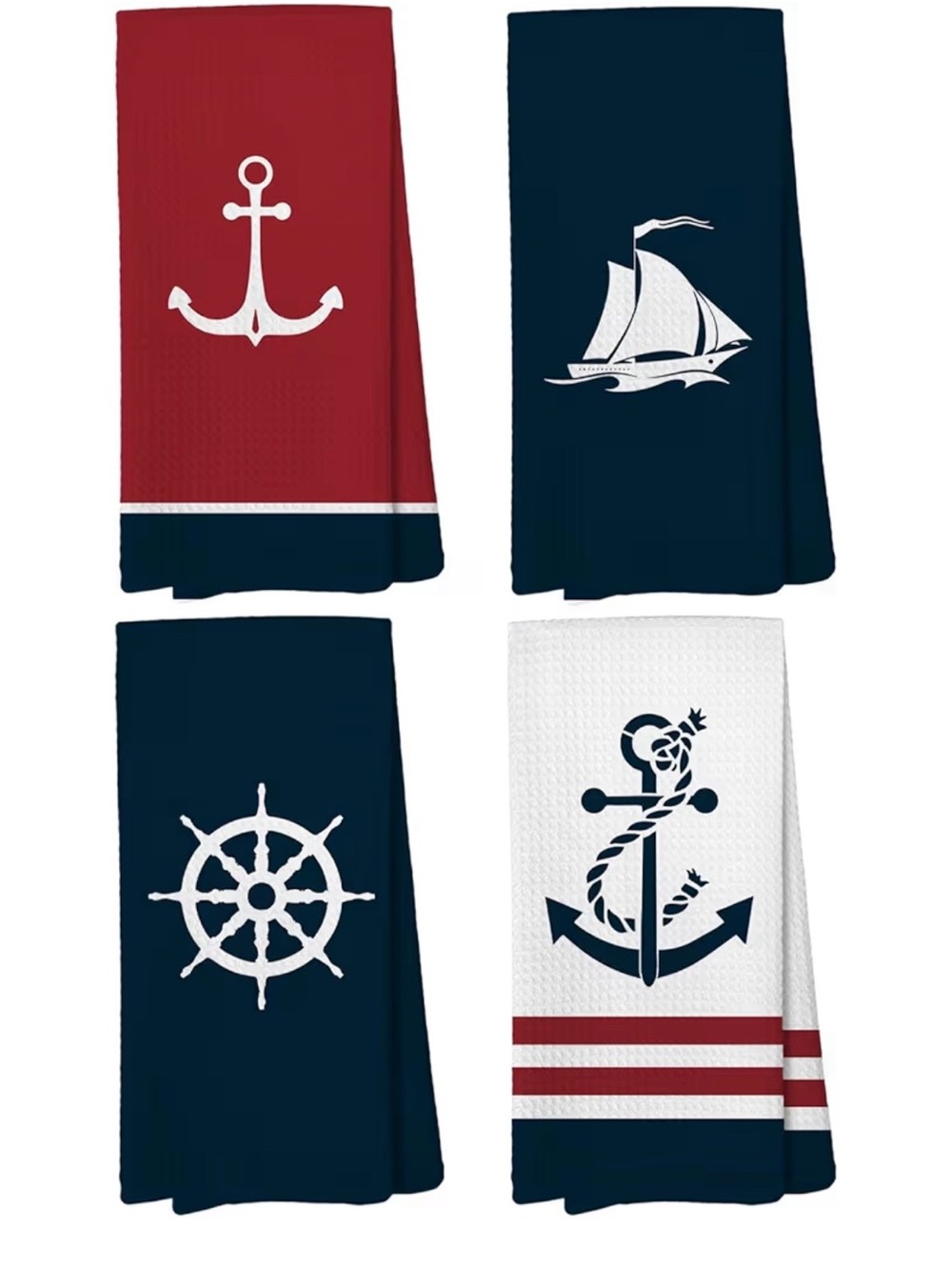 Nautical Hand Kitchen Towels ,Set of 4